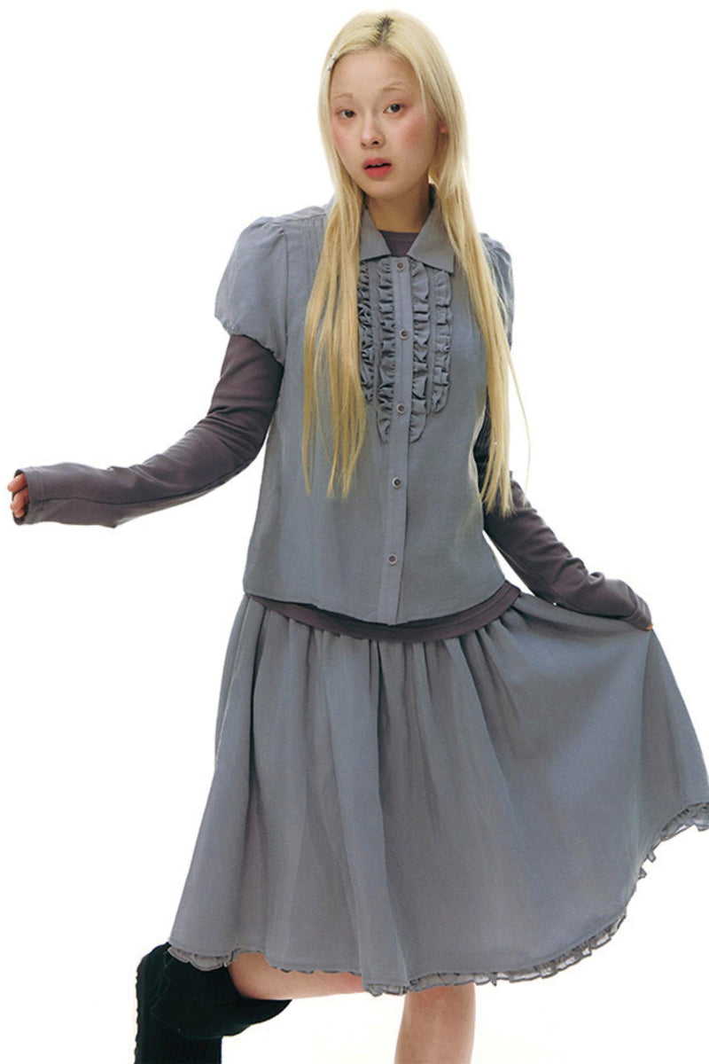 Lace Placket Top + Skirt