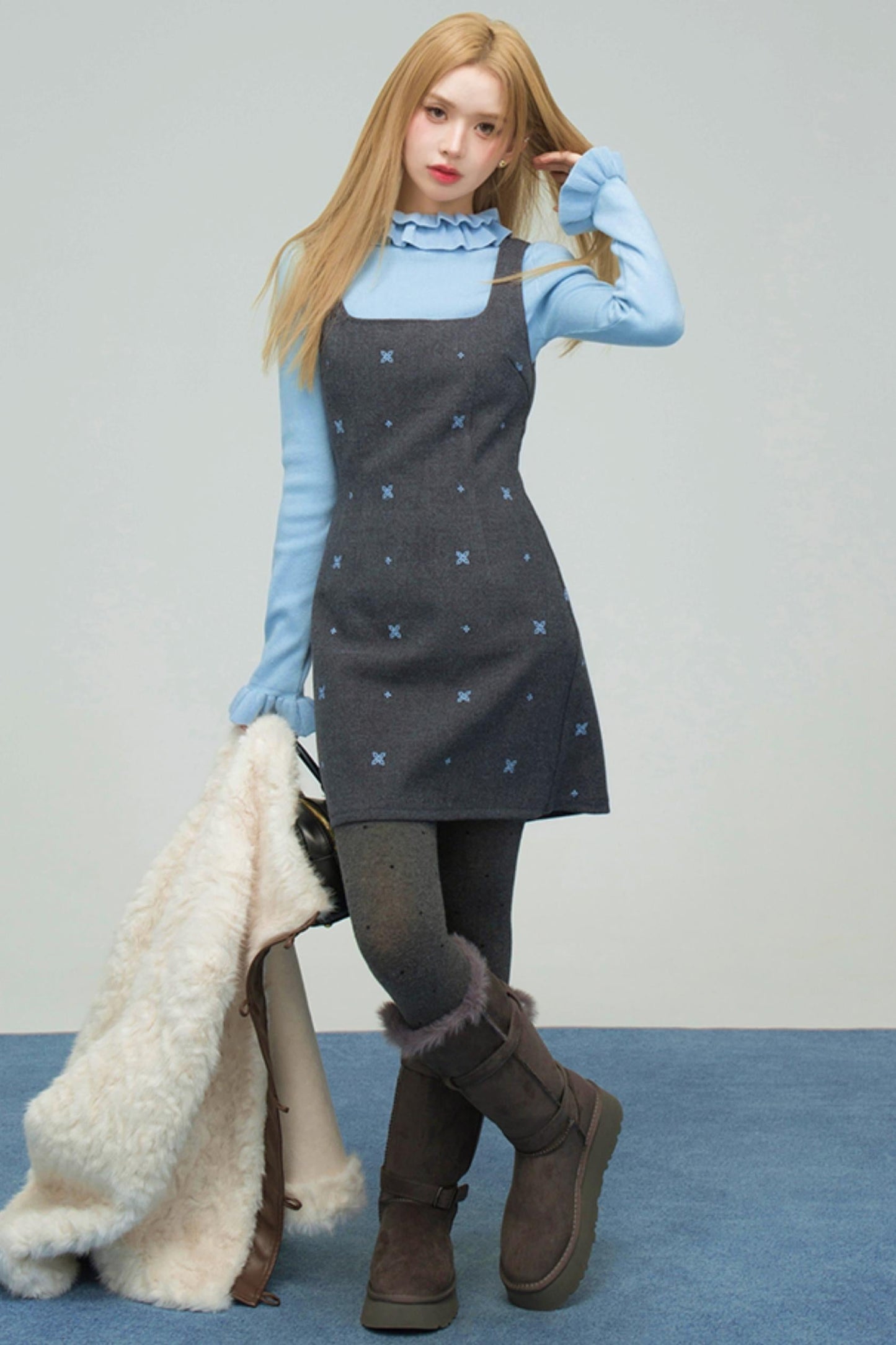 Star Blue Embroidered Cami Soul Dress