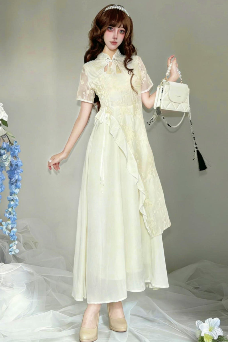 White Chinese-style Dress