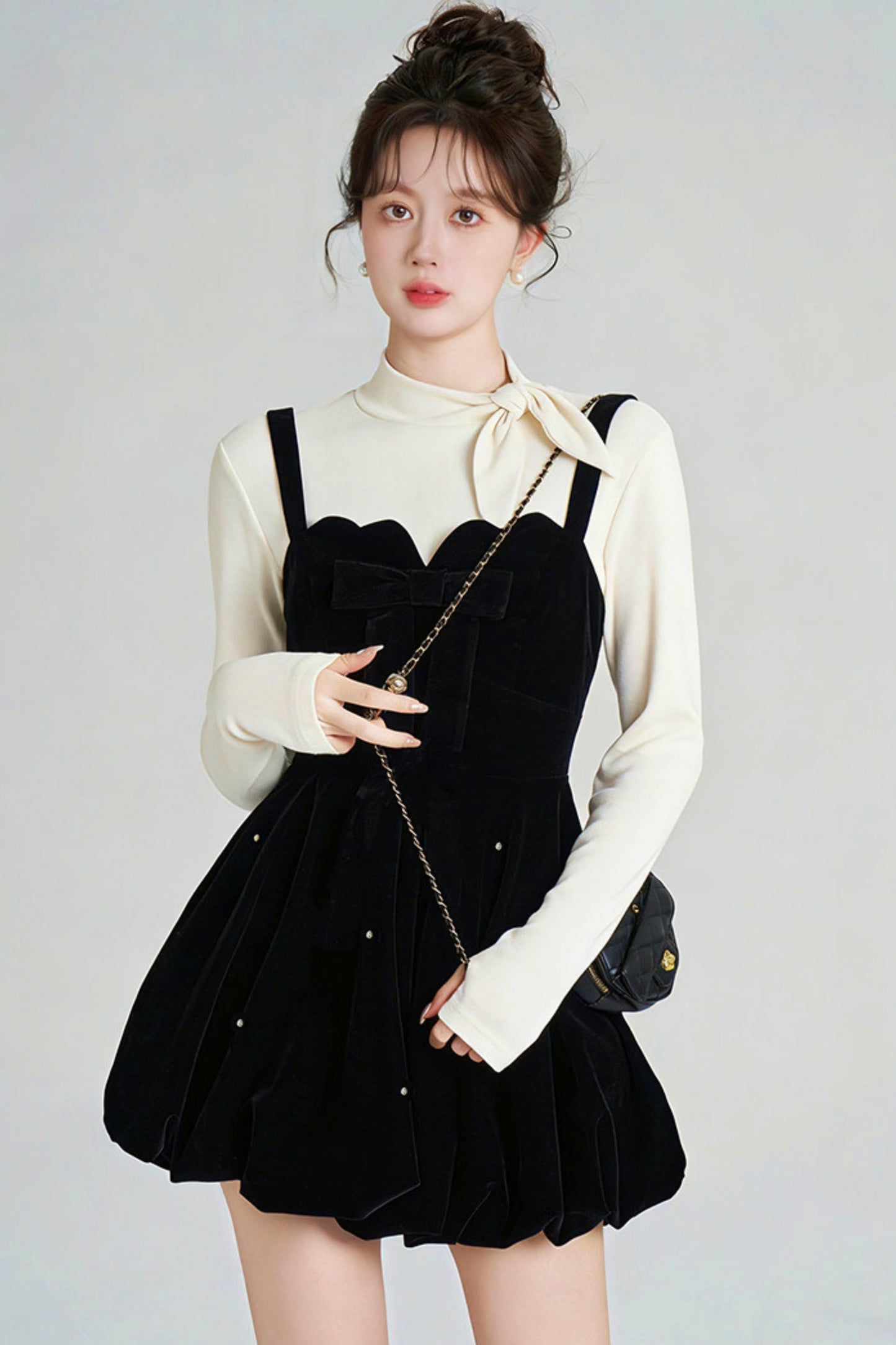 Black Velvet Beaded Dress + Top