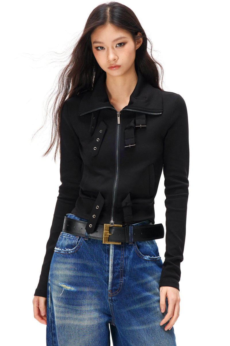 Cyberpunk Slim Fit Zip Tops