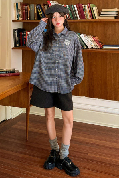 Plaid Loose Academy Blouse