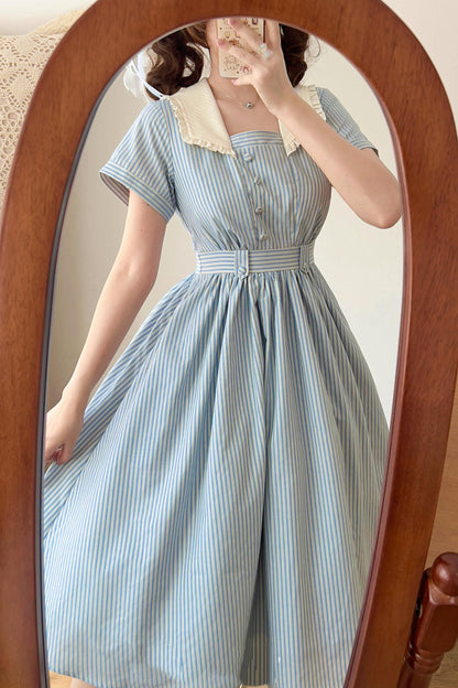 French Retro Linen Dress