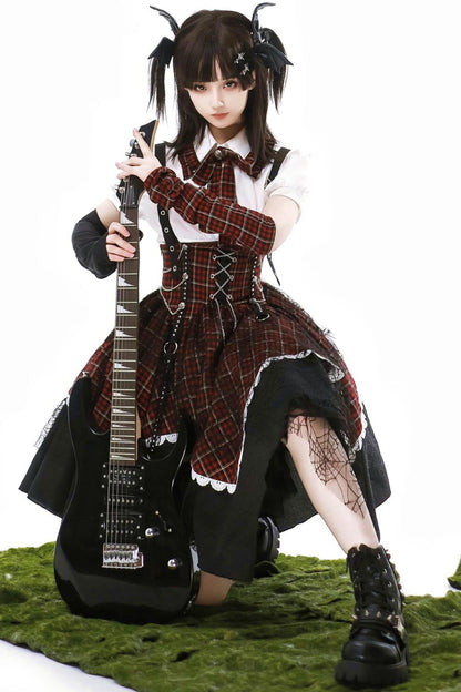 Gothic Academy Idol Lolita Strap Skirt + Shirt + Sleeves