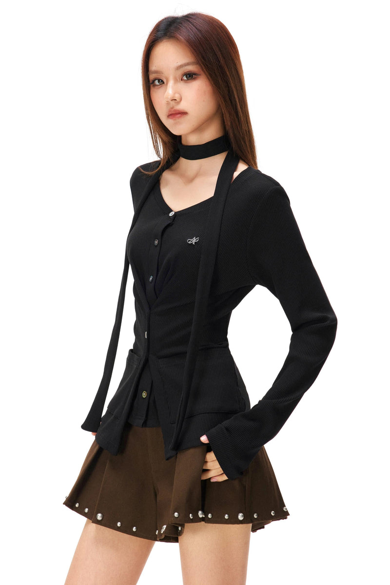 Fine Ribbed Knit Cardigan