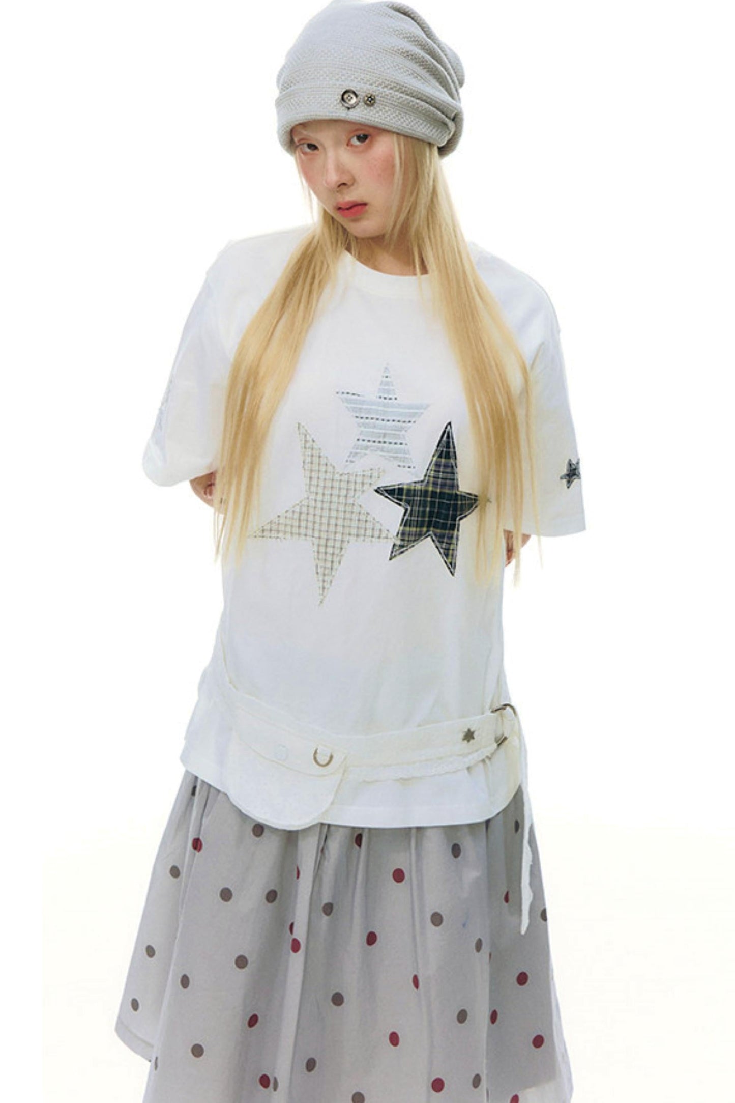 Star Patch Loose Y2k Top