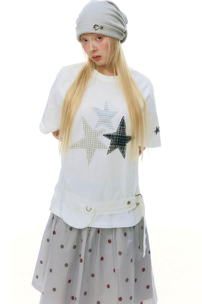 Star Patch Loose Y2k Top