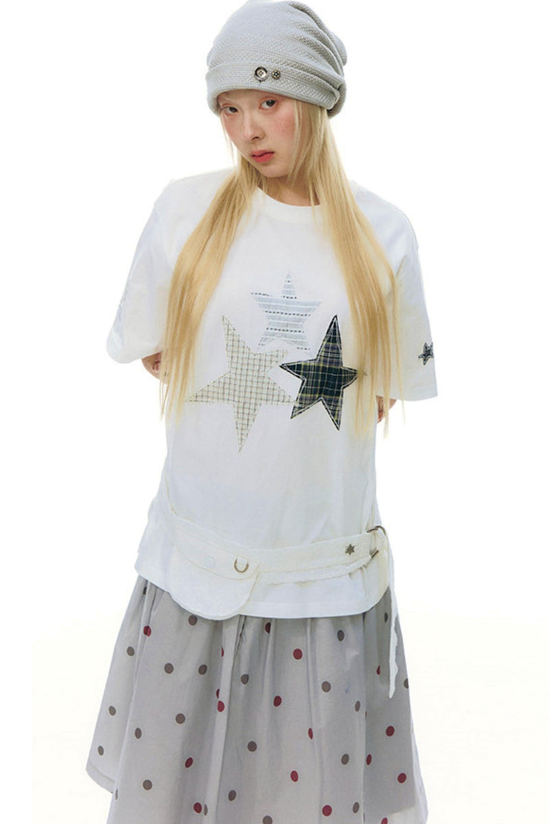 Star Patch Loose Y2k Top