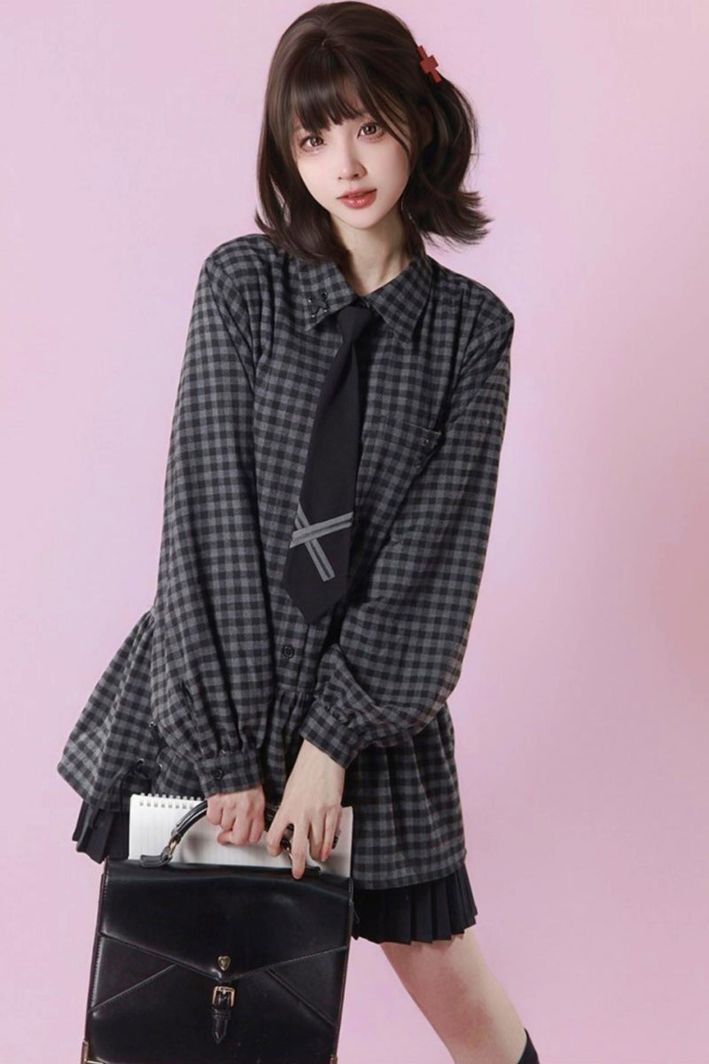 Dark Retro Sweet Plaid Dress
