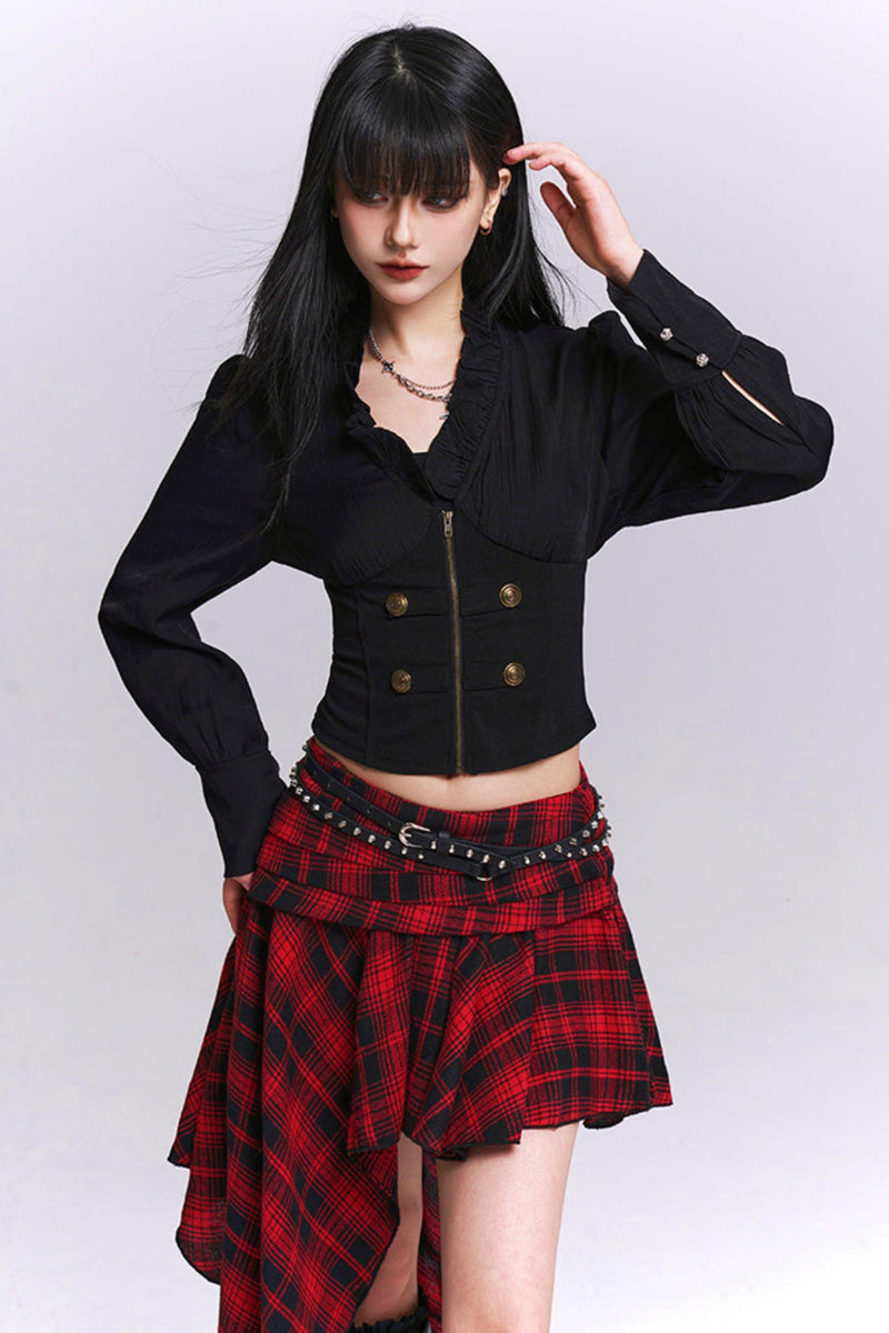 Black Ruffled Blouse