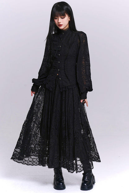Dark Jacquard Gothic Blouse