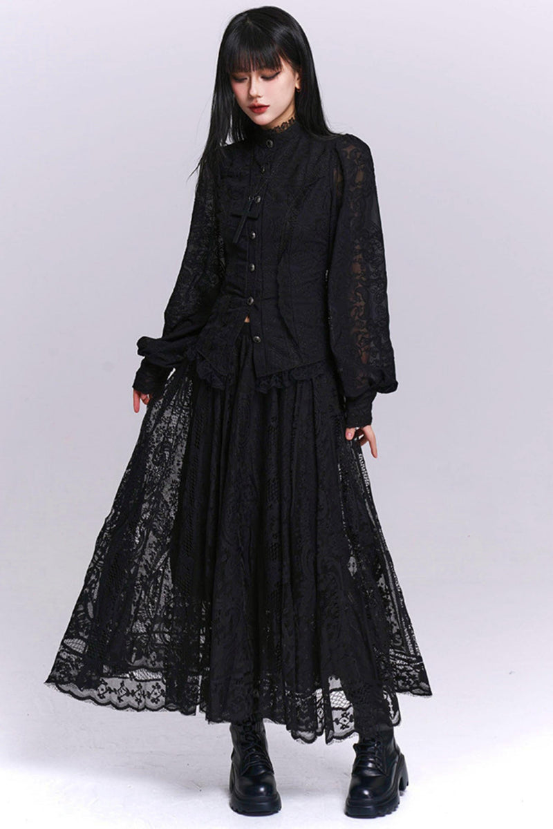 Dark Jacquard Gothic Blouse