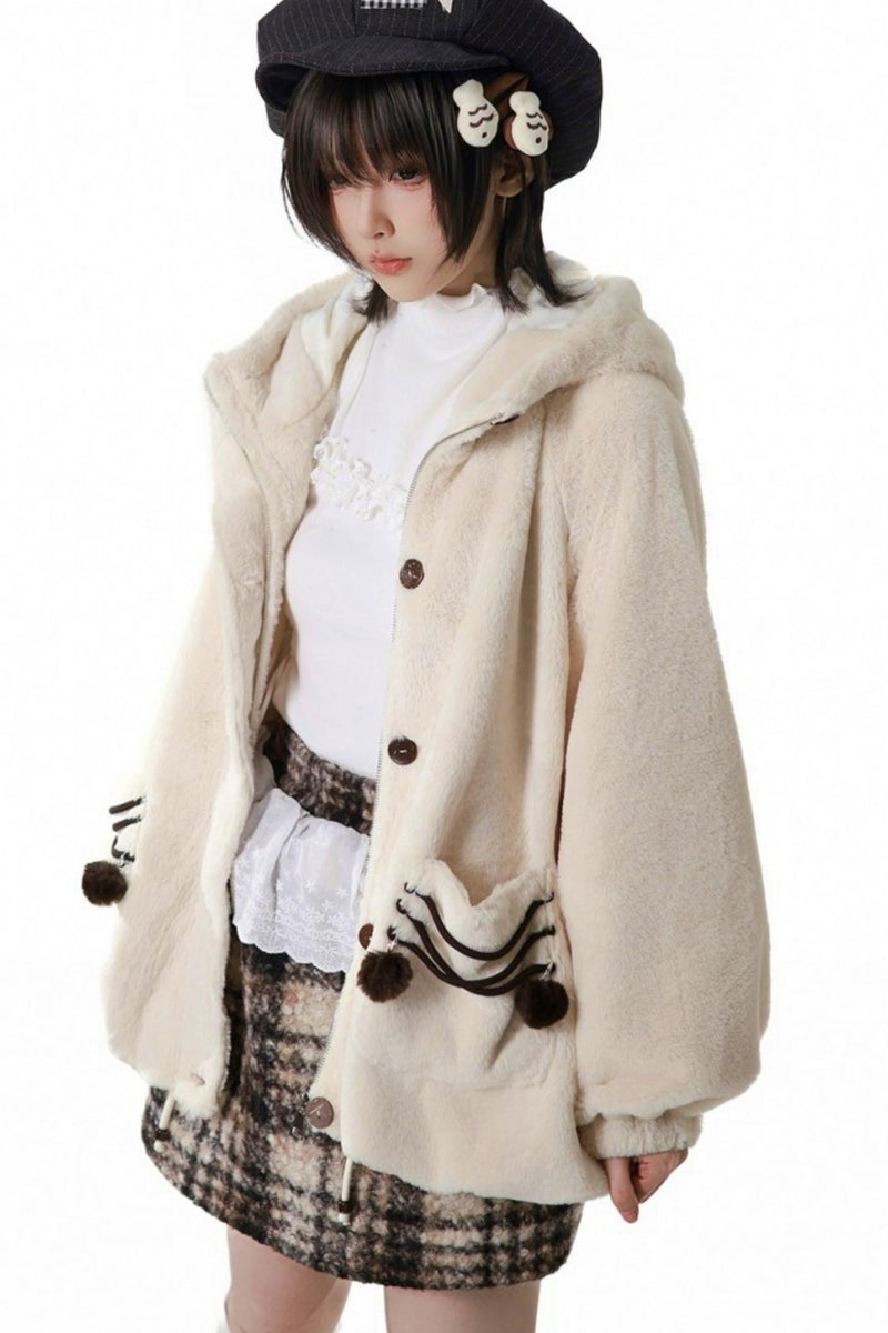 Plaid Skirt + Coat + Top + Leg Warmers