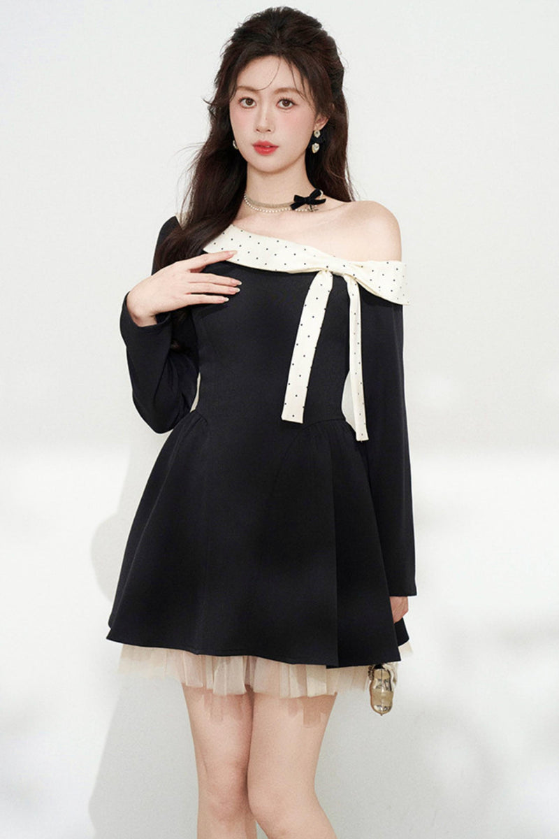 French Sweet Off Shoulder Dress