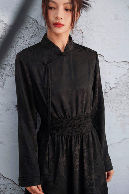 Jacquard Waist Cinched Dress