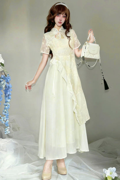 White Chinese-style Dress