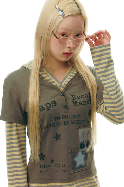 Striped Y2k Hoodie Top