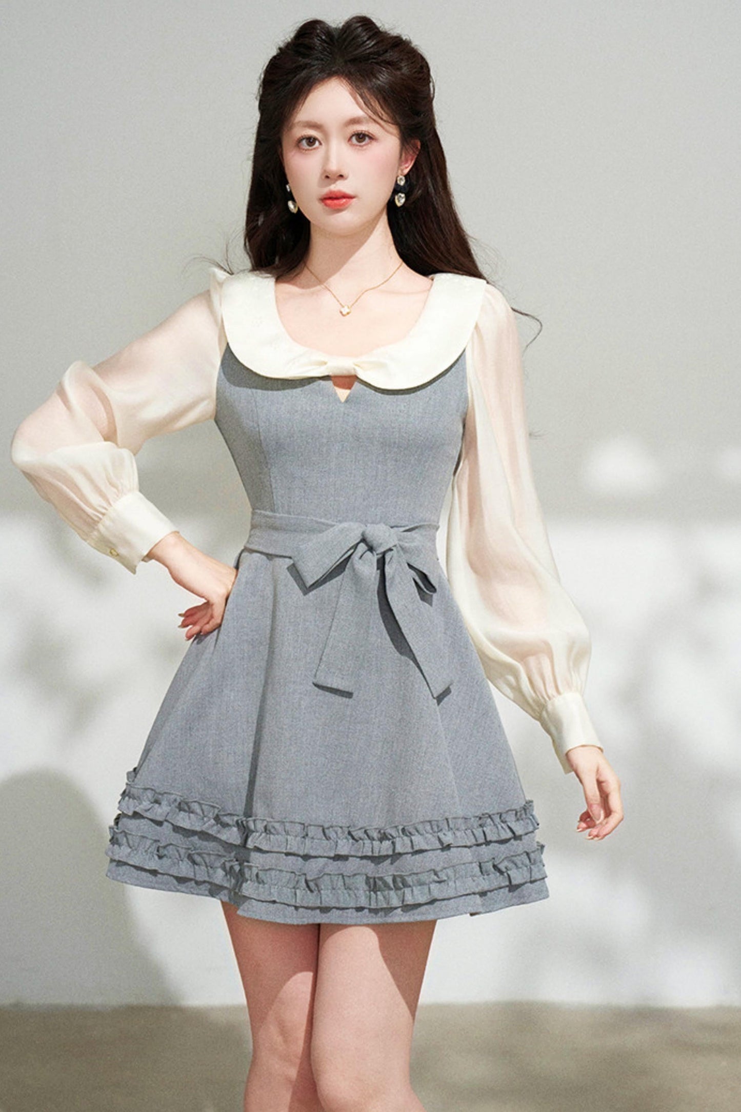 Faux Two Piece Grey Dress