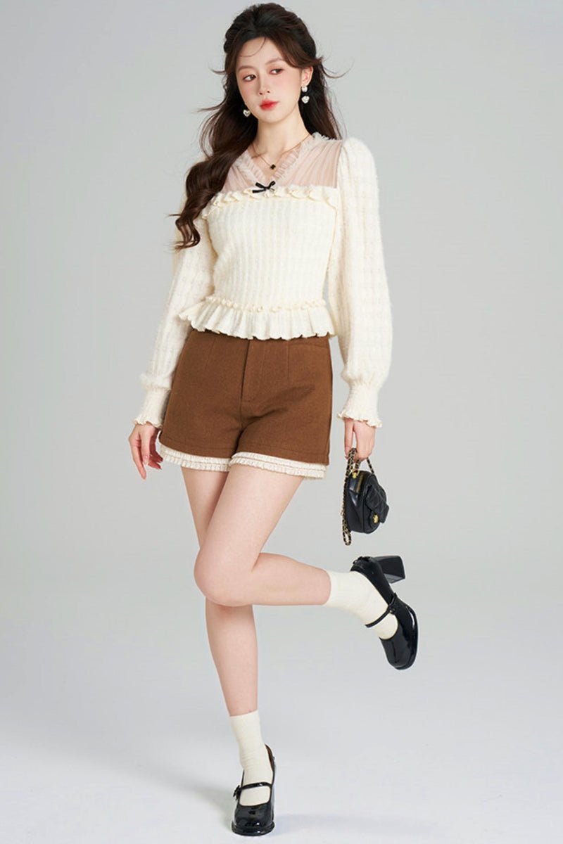 Unique Plush V-neck Blouse