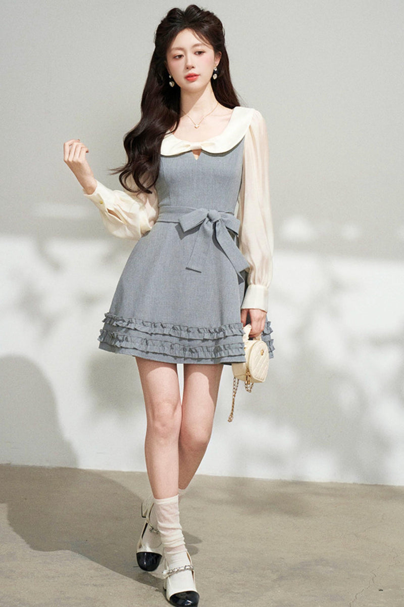 Faux Two Piece Grey Dress