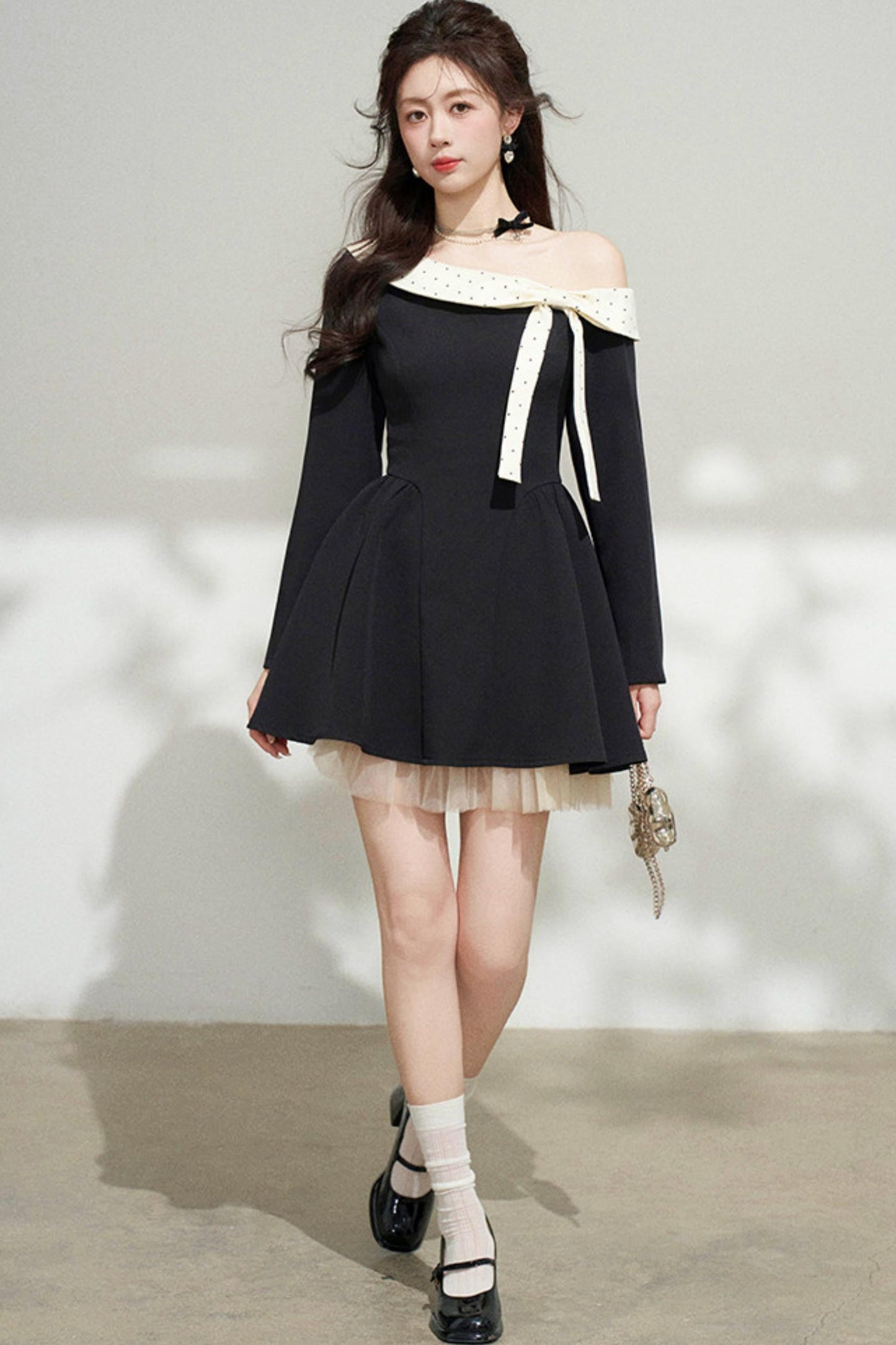 French Sweet Off Shoulder Dress