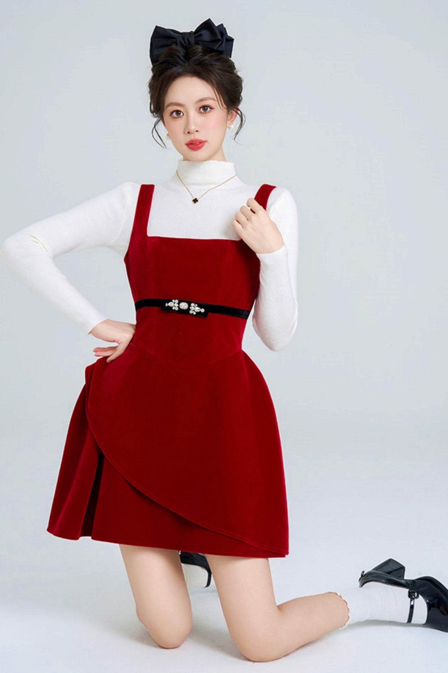 Red Velvet Bubble Dress + Top