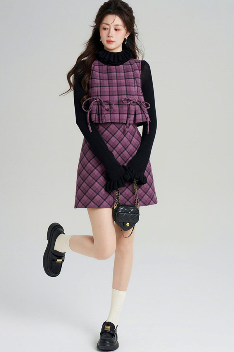 Check Vest Dress + Top