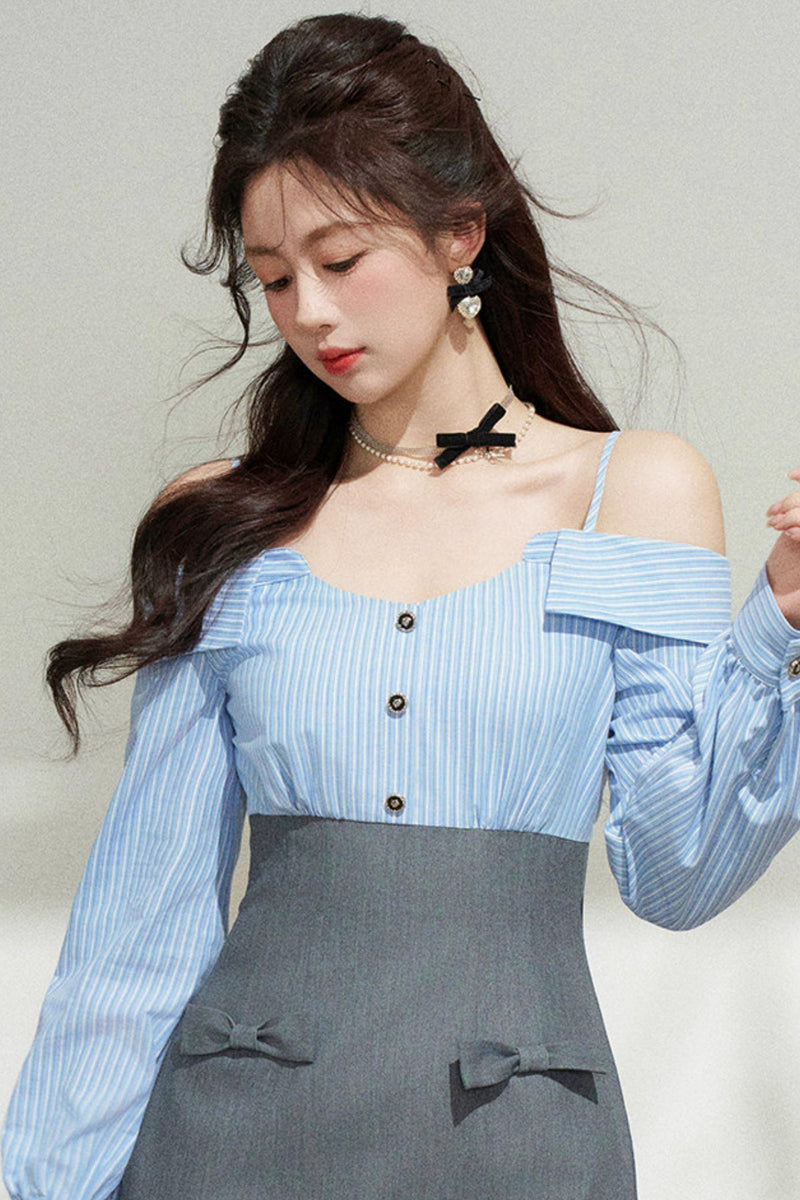 French Striped Blue Dress
