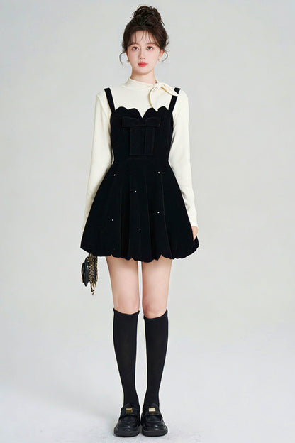 Black Velvet Beaded Dress + Top