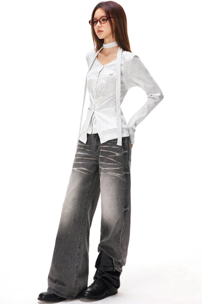 Fine Ribbed Knit Cardigan