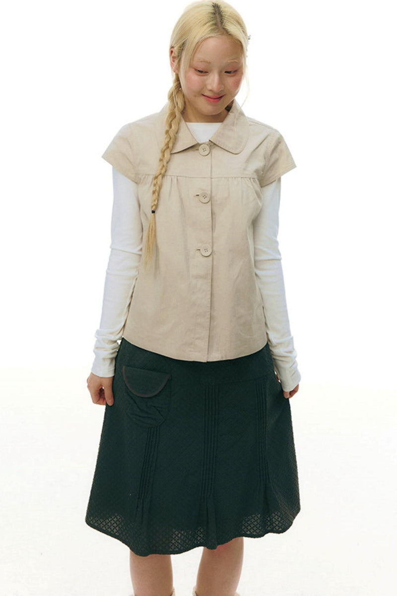 Doll Collar Flutter Sleeve Top
