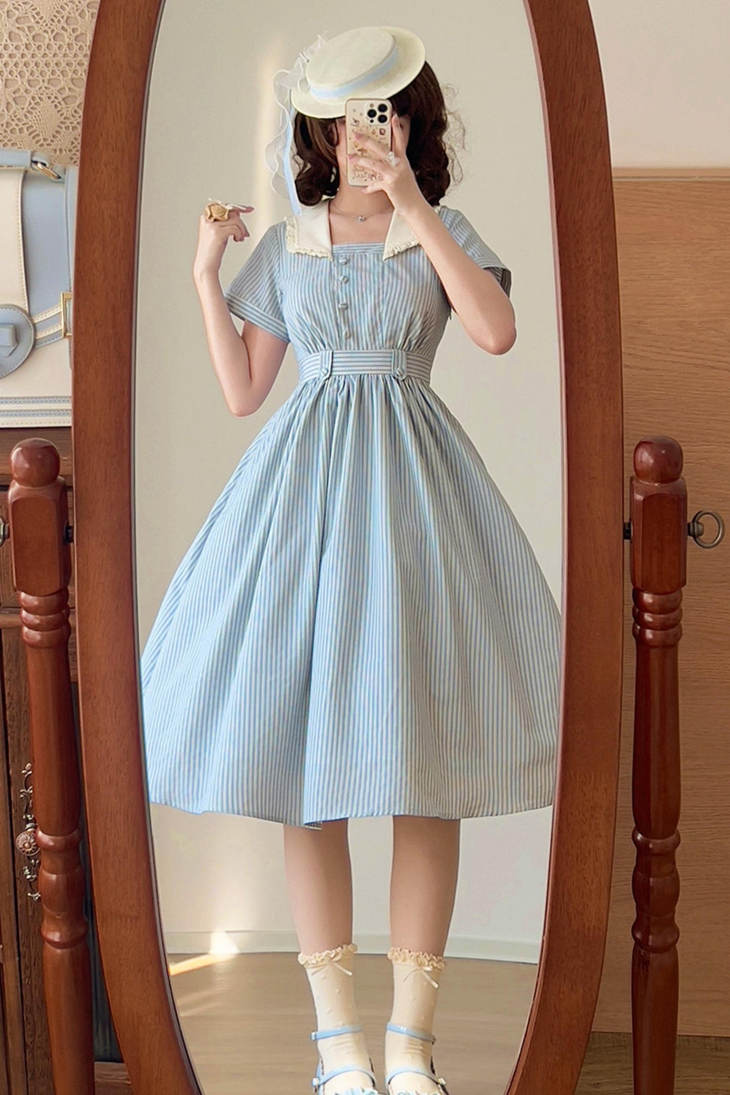French Retro Linen Dress