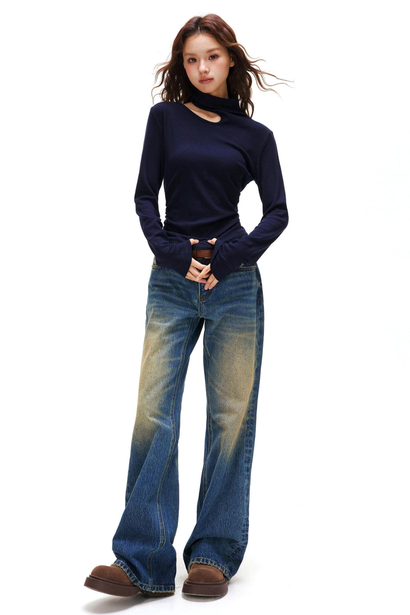 Cut Design Turtleneck Top