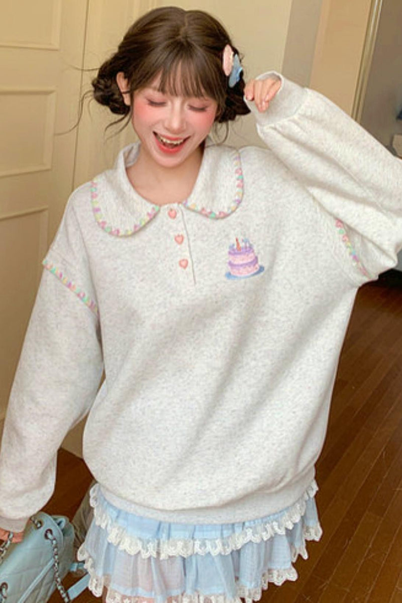 Doll Collar Loose Sweatshirt