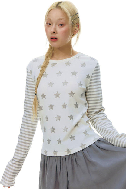 Star Striped Patchwork Top