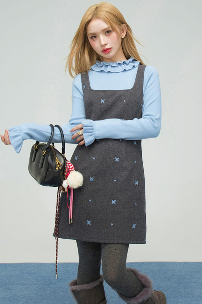Star Blue Embroidered Cami Soul Dress