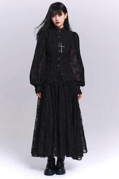 Dark Jacquard Gothic Blouse