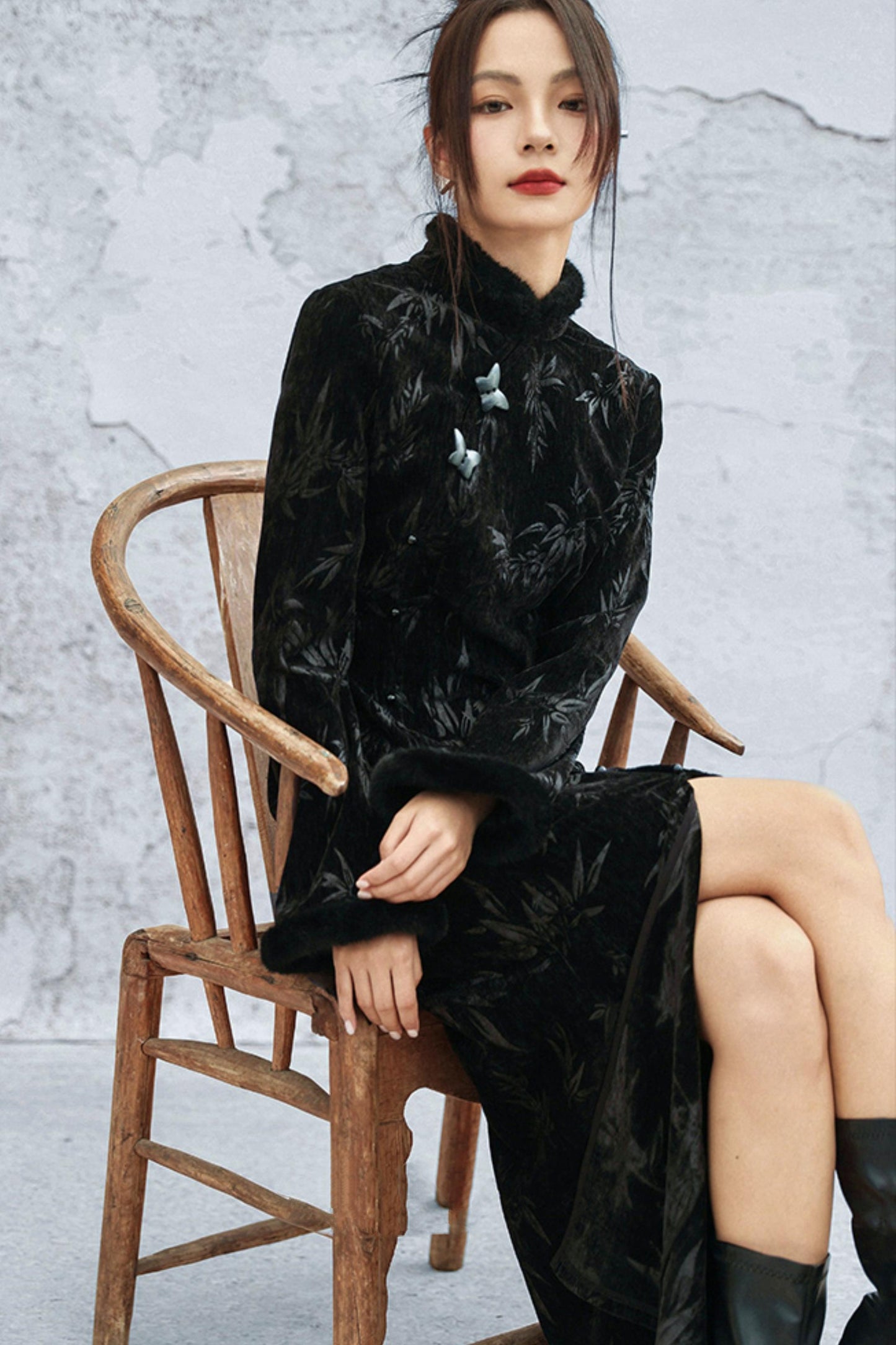 Bamboo Leaf Cheongsam Dress