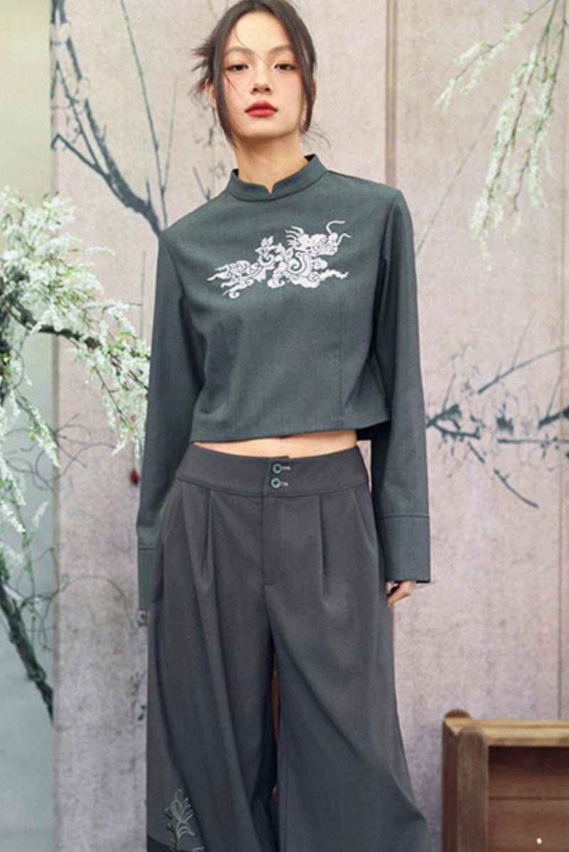 Dragon Embroidery Blazer Top