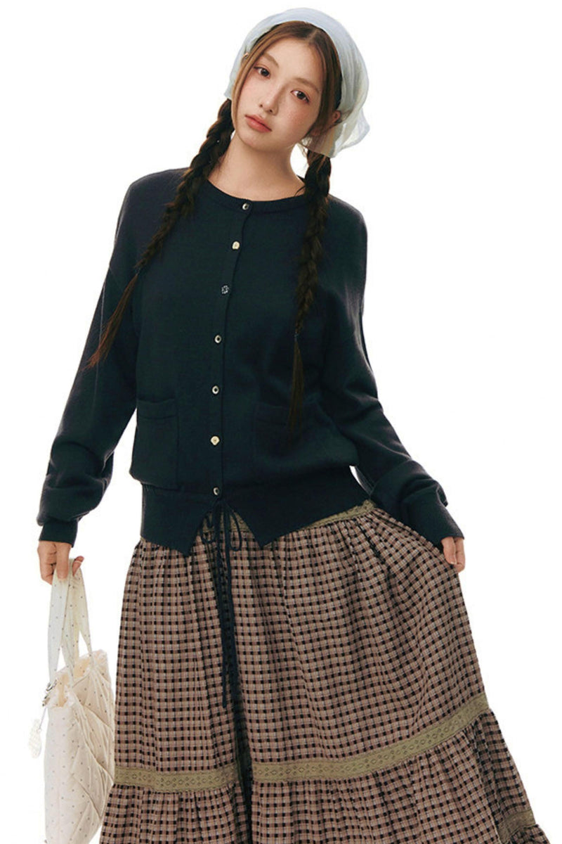 Drawstring Knit Cardigan