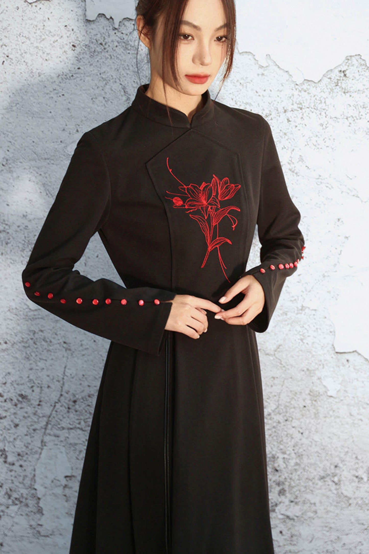 Stand Collar Flare Mode Dress
