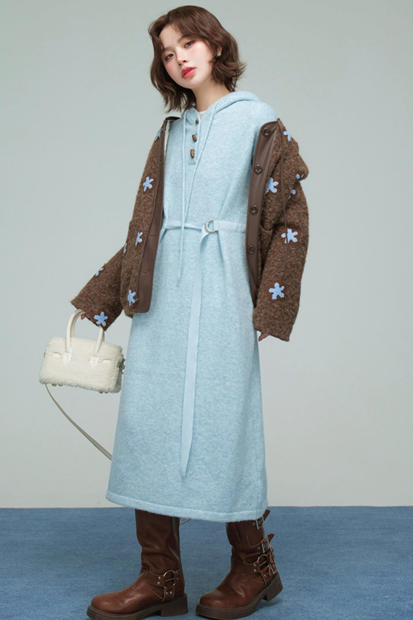 Ice Sweet Knit Hooded Dress