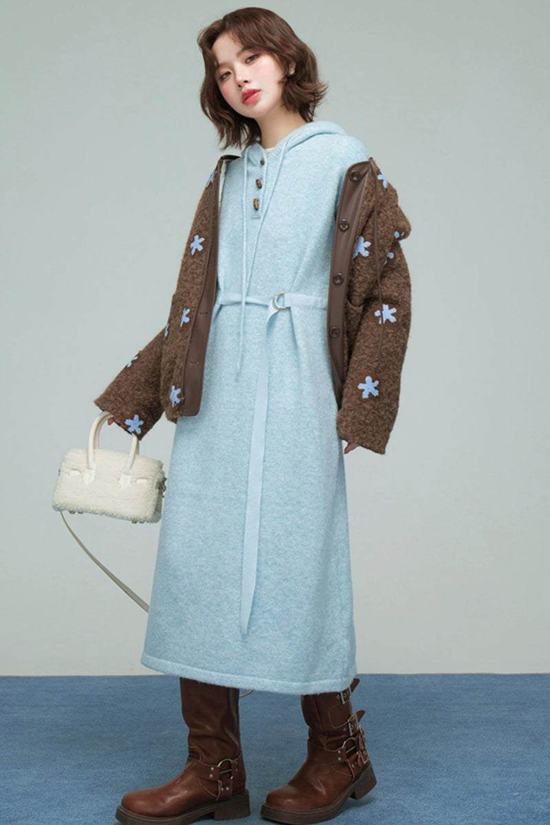 Ice Sweet Knit Hooded Dress