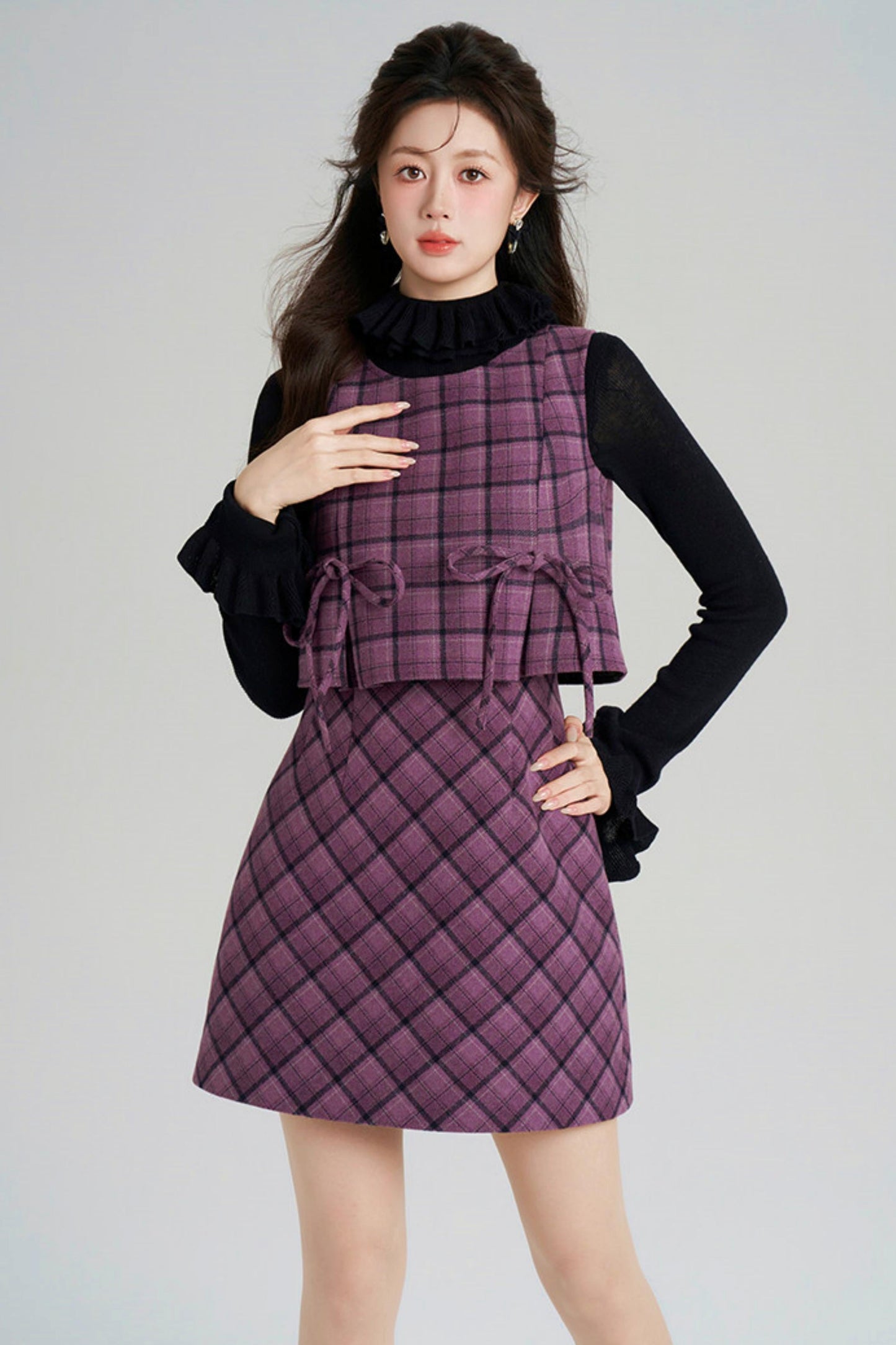 Check Vest Dress + Top