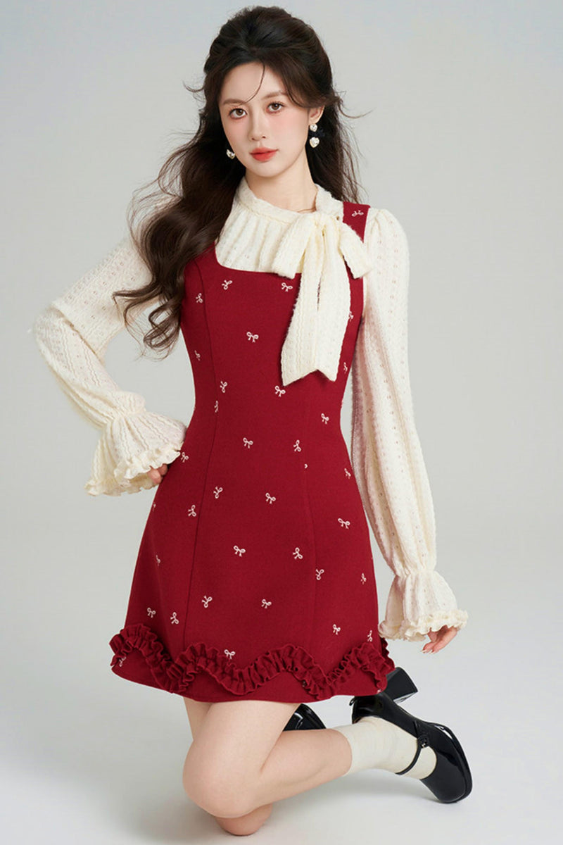 Sweet Red Vest Dress + Tops
