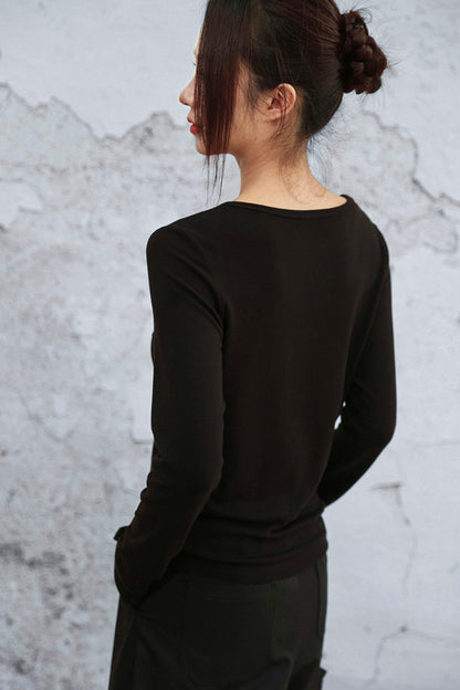 Crystal Button Velvet Knitted Top