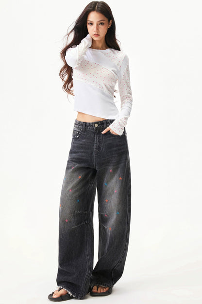 Cut Patchwork Print Slim Top