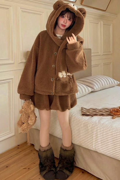 Bear Hooded Fleece Jacket + Pants