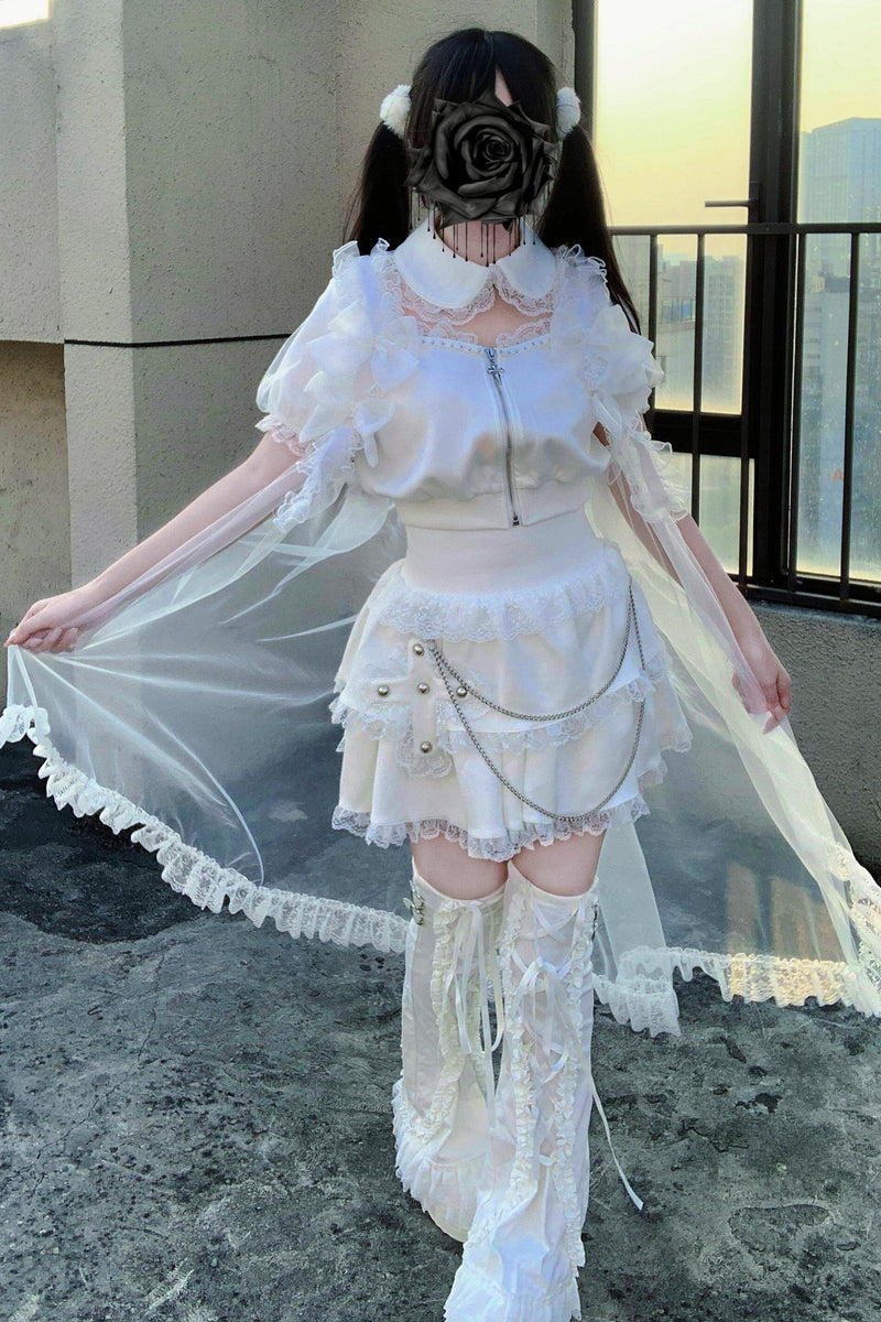 Gothic Dark Kawaii Cross Setup + Lace Vest