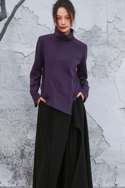 Mode Purple Turtleneck Top